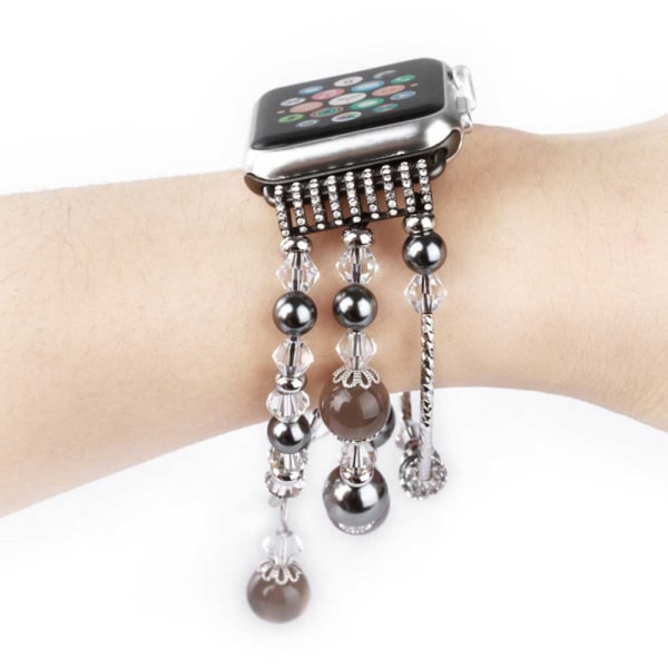 Kompatibel med Apple Watch Band, Dam Agate Pearl Armbandsrem, Modeersättning för iWatch Series 4/3/2/1 Girl Armband 38-40mm Vit