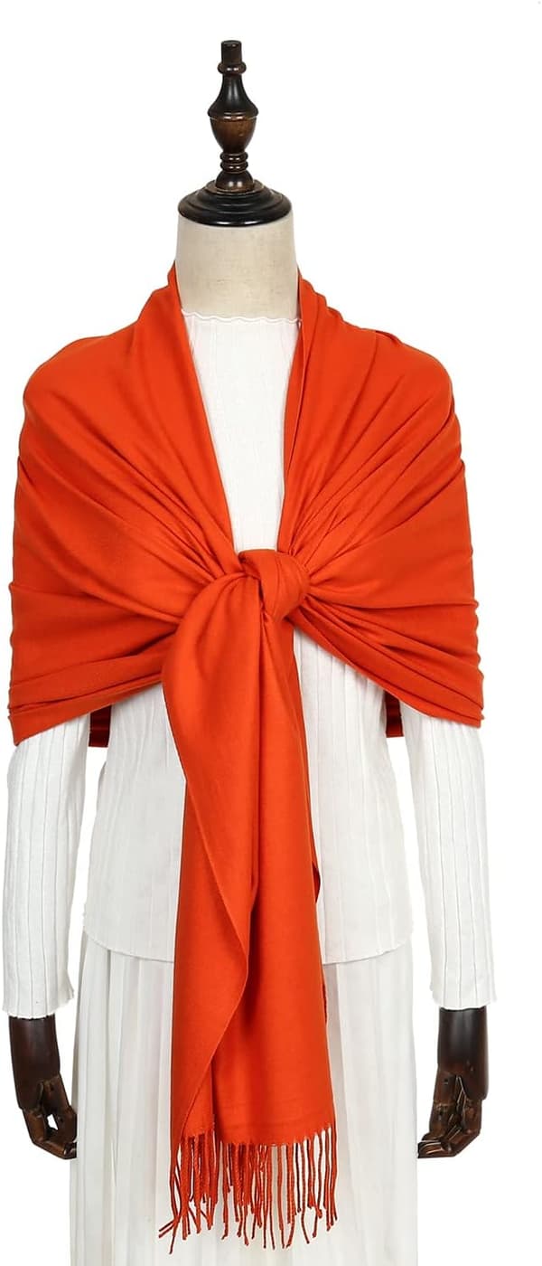 Dame Pashmina Sjaler og Wraps til Bryllupssjaler til Kvinder Vi Burnt Orange