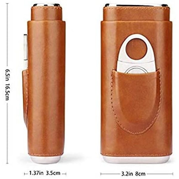 3 Finger Humidors Läder Cedar Fodrad Cigarr Humidor Silver Cigarrskärare