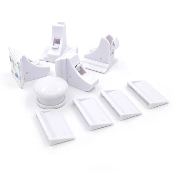 4-Pack - Magnetisk Barnlås för Luckor & Dörr - Lås Vit