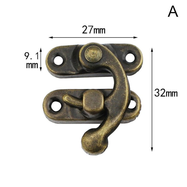 Antik Vintage Spänne Lås Smyckeskrin Hasp Pad Haken Lås Che yellow 2.7*3.2cm yellow 2.7*3.2cm