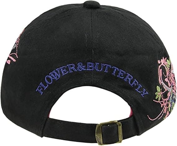 Baseballcaps for barn Jenter Gutter Sommerfuglbroderi Bomull Justerbar Solbeskyttelse Passer for 3-10 år