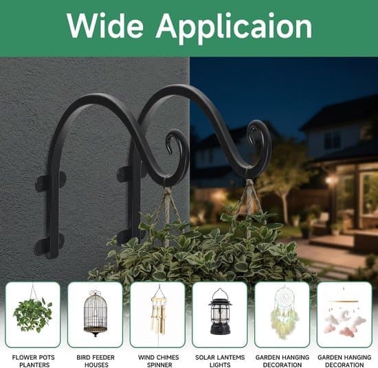 Udendørs Potter - Sæt med 4 (30 cm) Planteophæng - Robuste Kroge til Planter, Fuglefoderhuse, Lanterner og Vindspil - Velegnet til Indendørs og Udendørs Brug