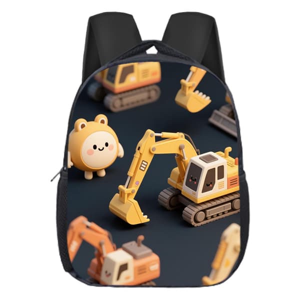Excavator Preschool School Bag Kids Printed Backpack Shoulder Bag-3
