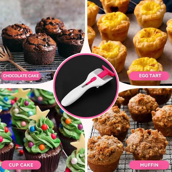 Muffin Batter Spoon, Muffin Batter Scoop with Push Button, Baking Spoon for Baking, Pastries and Cake Decoration