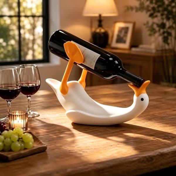 Goose Wine Bottle Holder Novelty Duck Figurine Decoration | PLA Material, No Assembly Required, Storage for One Bottle, Smooth Seamless Texture, Tabletop
