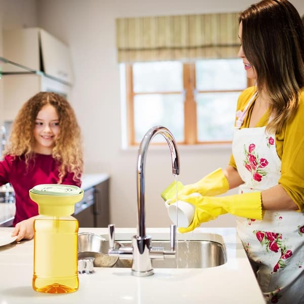 Handheld Detergent Dispenser with Measuring Pump - Drip-Free and Quick-Drying, Compatible with 99%+ Dish Soaps, for Sink/Laundry Room