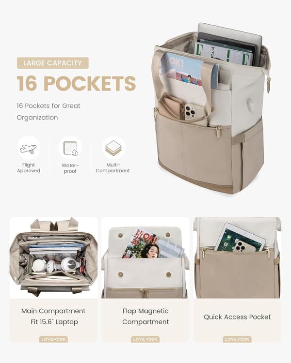 Women's Laptop Backpack, Work Computer Bag, Waterproof Travel Computer Backpack with Storage Pocket, 2-Piece Set.