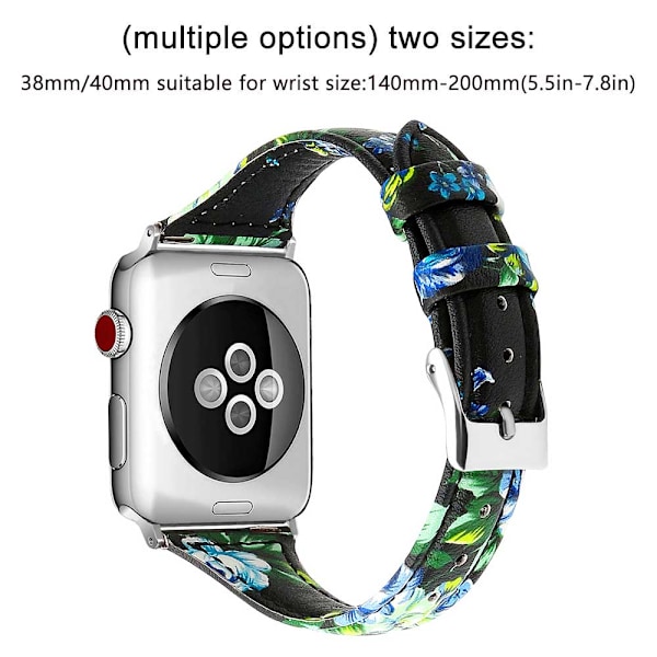 Läderband kompatibelt med Apple Watch, läderklocka tunt armband för iWatch Series 5/4/3/2/1 38-40mm svart