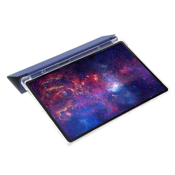 Etui til Samsung Galaxy Tab S10+ Tri-Fold Stand Læder+TPU+Akryl Klar Bagside Tablet Beskyttelse