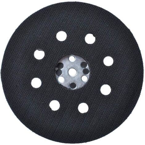 Hard sanding pad Ø 125 mm with 8 holes for efficient dust extraction. Compatible with Bosch PEX 12, PEX 125, PEX 400 A. Durable rubber.