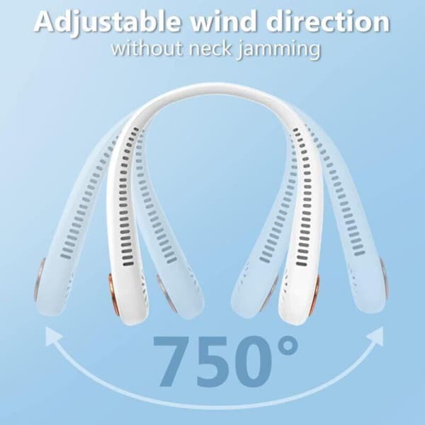 Bærbar Halsventilator (Ingen Blade). USB Genopladelig Bærbar Halsventilator. 360° Justerbar Halsventilator