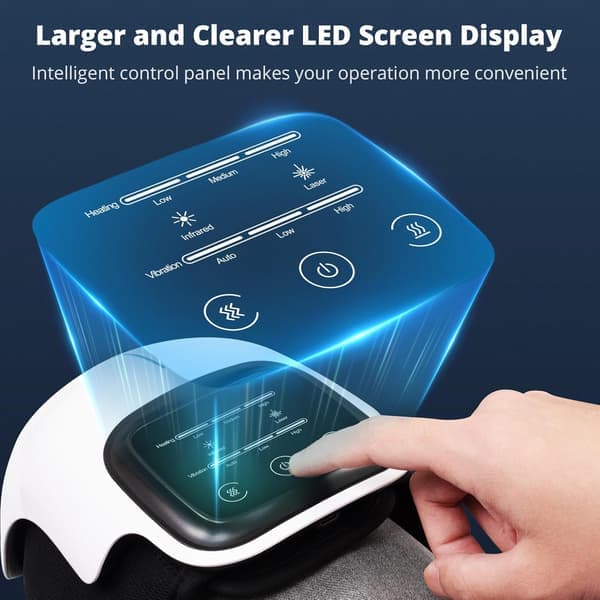 This knee massager has 3 heat modes, 3 vibration modes, an LED display, and adjustable straps; it provides soothing heat therapy and massage.
