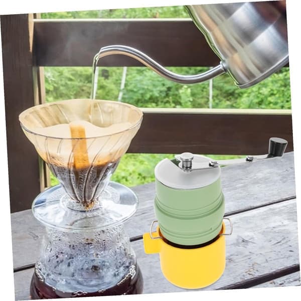 Bærbar manuel kaffekværn – Justerbar kværn – Gul – Til camping/udendørs brug