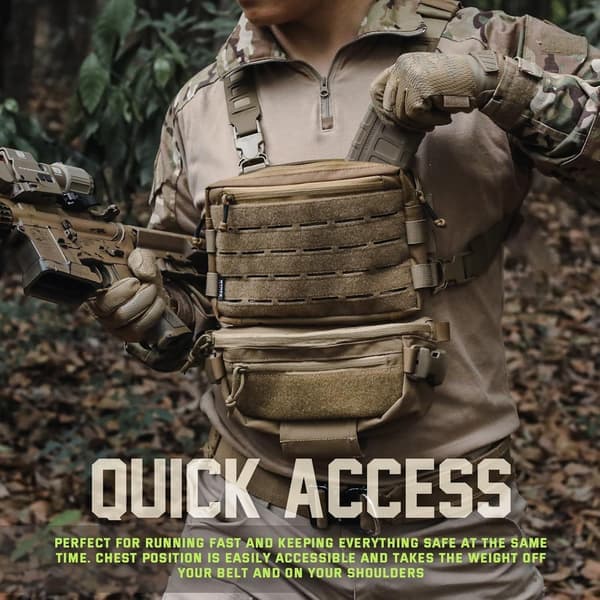 Tactical Chest Rig Bag for Men Running Bag with Front Loop Recon Chest Rigs for Outdoor Hiking EDC