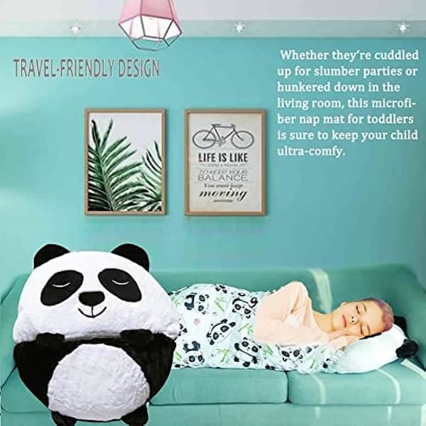 Sovepose panda 2-i-1 sparkebeskyttelse tegneserieteppe (180×70 cm)