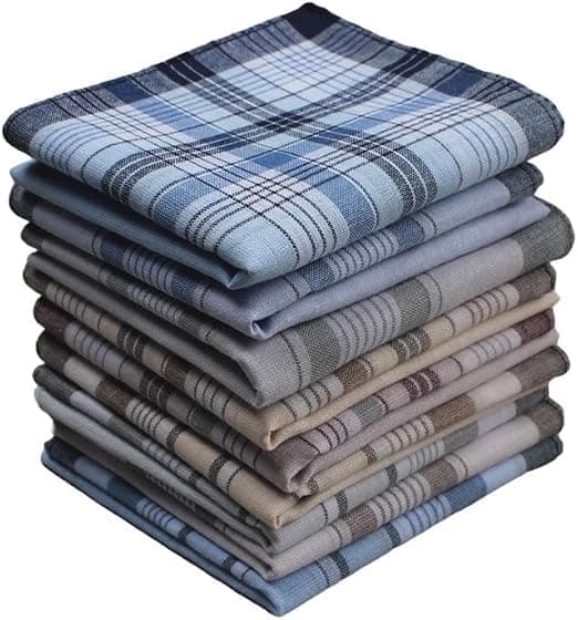Herrelommetørklæder, sæt med 10 - 100% bomuld, ternet mønster - 38x38 cm - Bløde og absorberende - Velegnet til fester og forretning - Maskinvaskbare