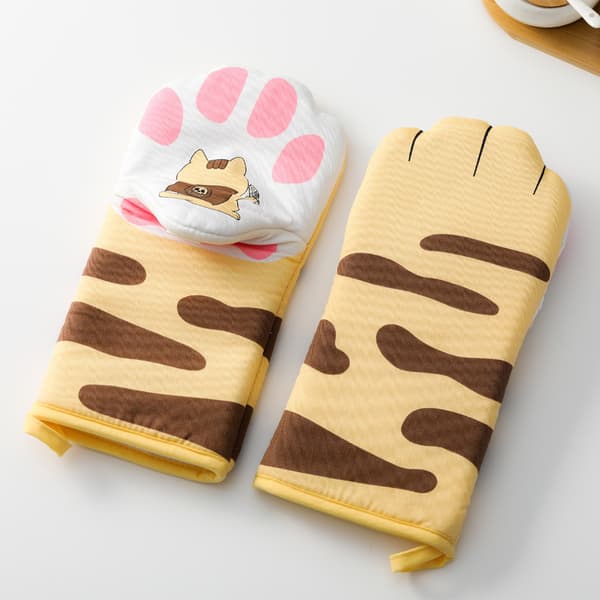 Oven Mitts Kitchen Cooking Baking Heat Resistant Cat Mitt 1 Pair Claw Cute and Interesting Kitchenware