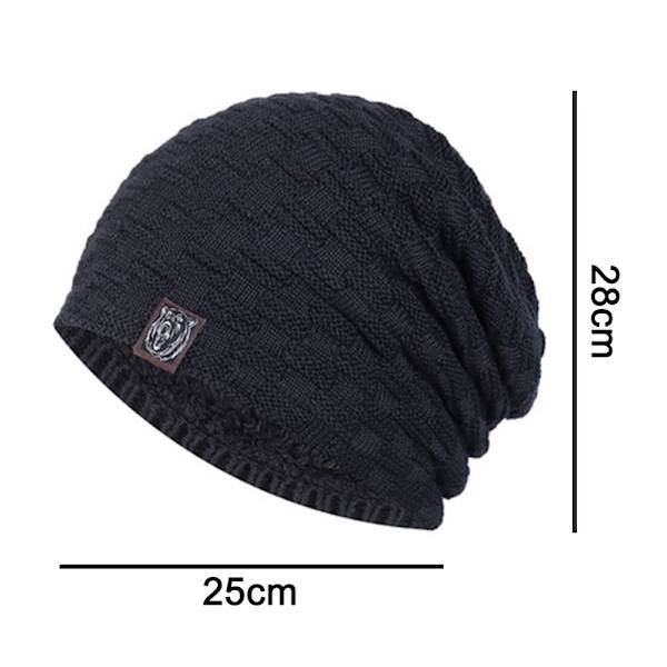Slarvig mössa, vinterhattar för killar Coola mössor Herrar Fodrade stickade varma tjocka Skully Strumphätta grå