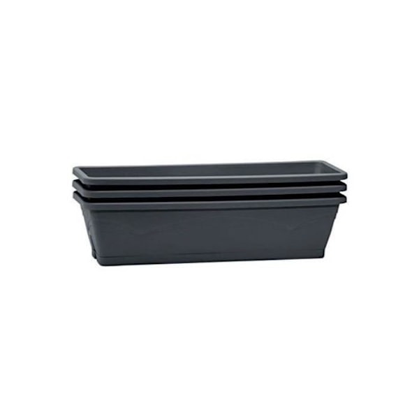 EDA-uppsättning av 3 Symphonie balkongplantor - 3 x 6 L - 50 x 15 x 12 cm - Antracitgrå