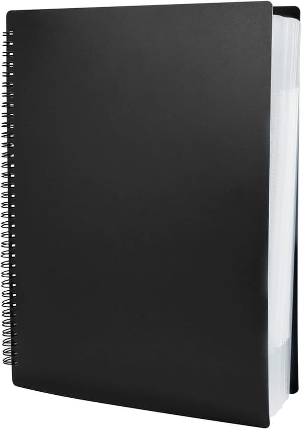 Musikmappe A4, 60-arks kormappe, præsentationsmappe til klaveroptræden, tilgængelig til noder (30 lommer 60 sider, 32 * 24 cm, sort)