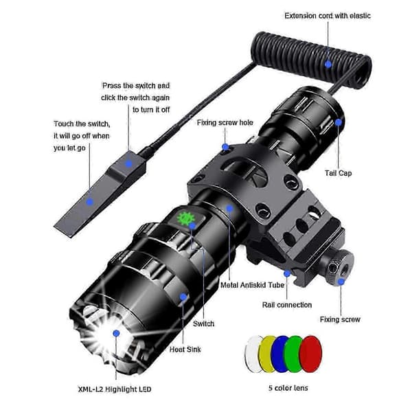 LED-taskulamppu ulkokäyttöön, auton valaistukseen, L2 USB-ladattava