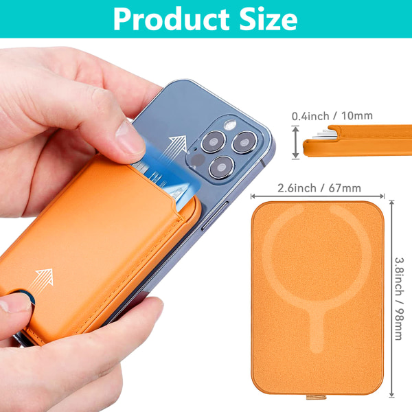 Magnetisk korthållarplånbok för iPhone - Magnetplånbok i läder kompatibel med MagSafe plånboksställ för baksidan av Apple Phone