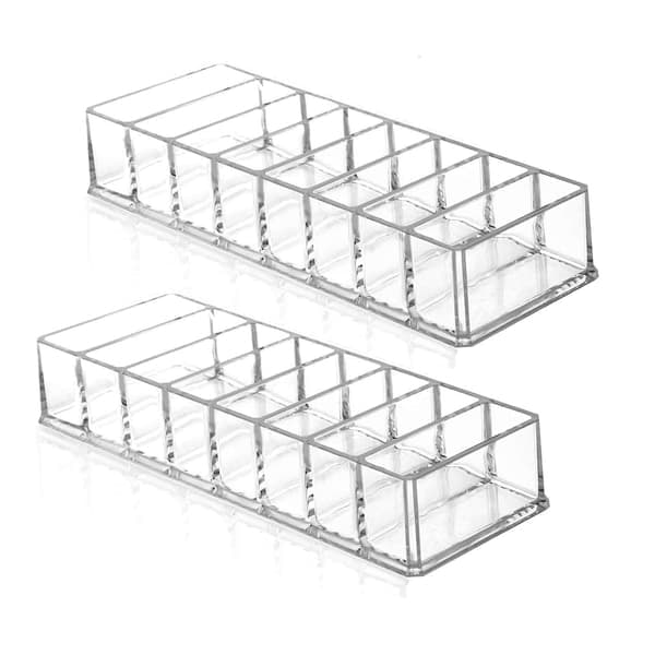 2 stk. klar akryl kompakt organizer til blush, highlighters, øjenskygge makeup organizer med 8 rum