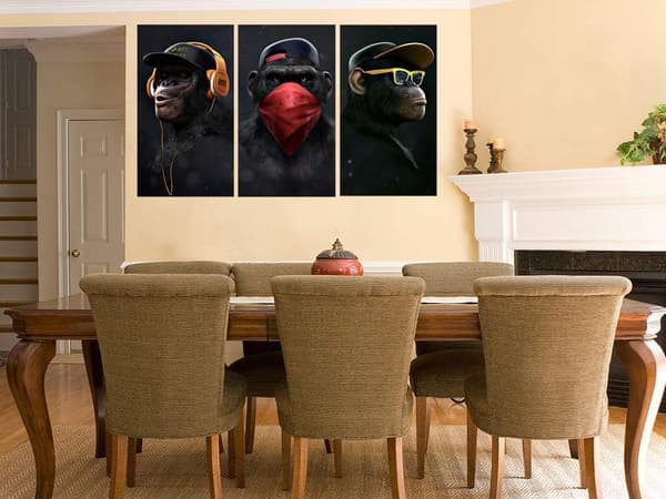 Wise Monkeys Canvas Väggkonsttryck Canvasutskrift för vardagsrum Modern heminredning 30x50cm 3 delar Endast canvas