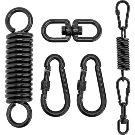 Suspension with 360° Rotating Ring and 2 Carabiners, Swing Spring for Hanging Chair, Hammock Spring Hook