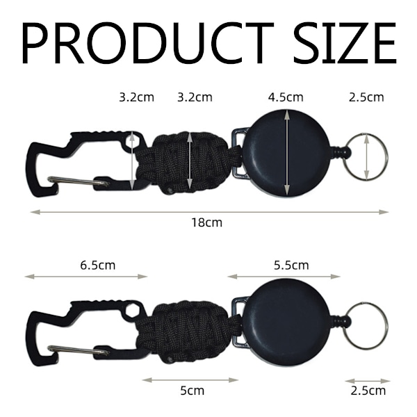 Tungt Retractable Nyckelring, 2 st Metall Karabiner Retractable Nyckelring Retractable Badge Holder Reel med 29,5” Stålsnöre för Kontorsarbetare,