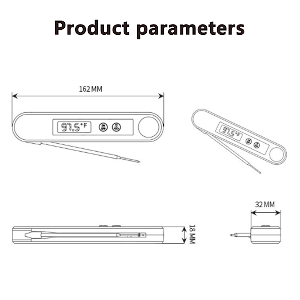 Kötttermometer, omedelbar avläsning matlagnings termometer, mattermometer