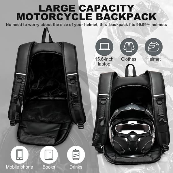 Motorcycle Backpack - Men Women - Helmet Backpack Motorcycle Helmet Bag - Motorcycle Helmet Bag Backpack - Waterproof Motorcycle Helmet Backpack - 40L