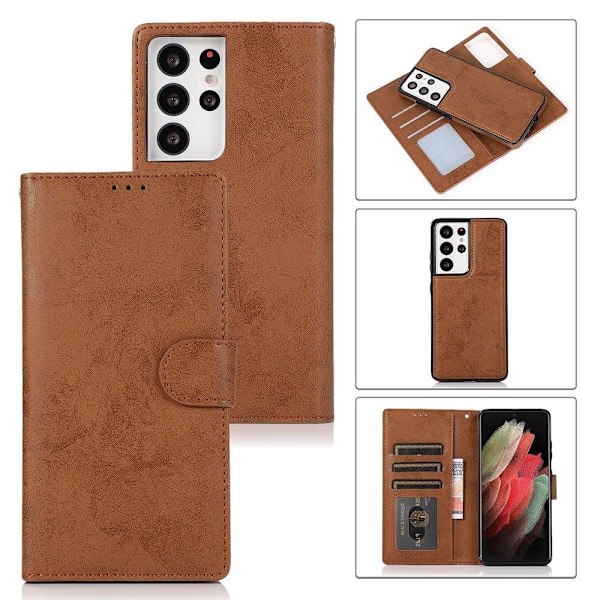 Samsung Galaxy S21 Ultra - Elegant Praktiskt Plånboksfodral Mörkblå Mörkblå