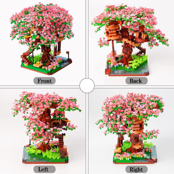 Mini Bonsai Kirsebærblomst Træ Byggeklodser Sæt, Sakura Bota