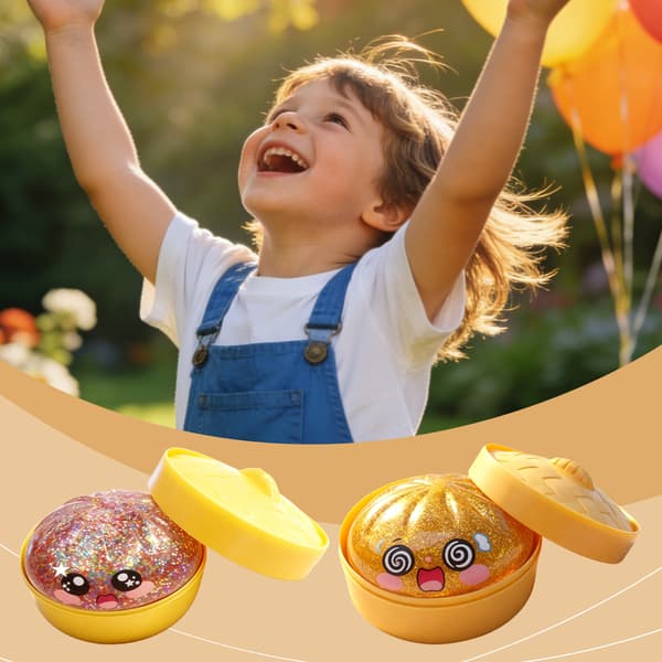Dumpling Squishy, Dumpling Squishy Mystery, 3,75 tommer Jumbo Dumpling Stressbold, Blød Klemme Dekompression Dej Til Voksne (1 stk, Gennemsigtig Guld)