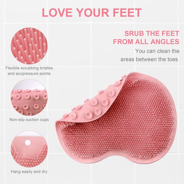 Duschfotsskrubbmatta, halkfria sugkoppar, exfoliering, spa, minskar fotsmärta (blå) pink