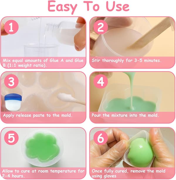 1DFAUL Liquid Silicone Squishy Making Kit, 500g Squishy Gel Create Your Own Squishies, No Bubbles & Fast Curing, with Hamster, Cat Paw, Cheese