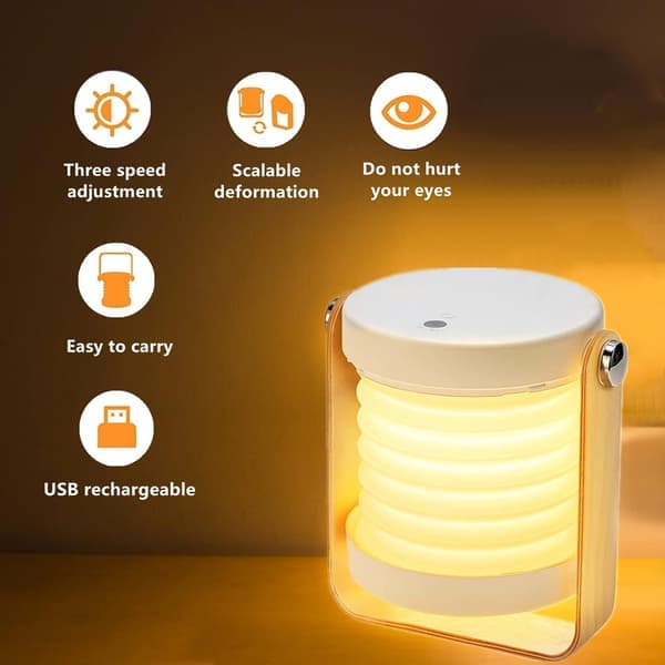 Multifunctional Night Light & Baby Lamp | 3-Level Dimming, USB Rechargeable, 18h Battery, Warm Light for Desk & Nursery