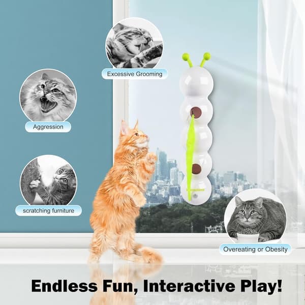 Interactive Cat Toy with Feather, Motion Sensor, Automatic Fluffy Tail, and Whack-A-Mole Cat Toy.