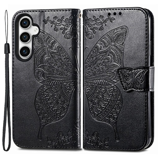 Samsung Galaxy S23 FE Fodral Fjäril Tryck Svart