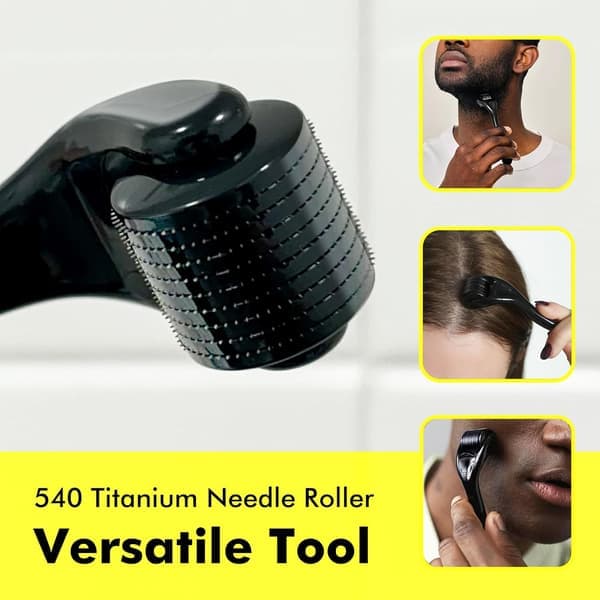 Derma Roller 1,5 mm, 540 mikronålsrulle i titan för ansiktsrynkor, håravfall, bristningar, håråterväxt Mikr