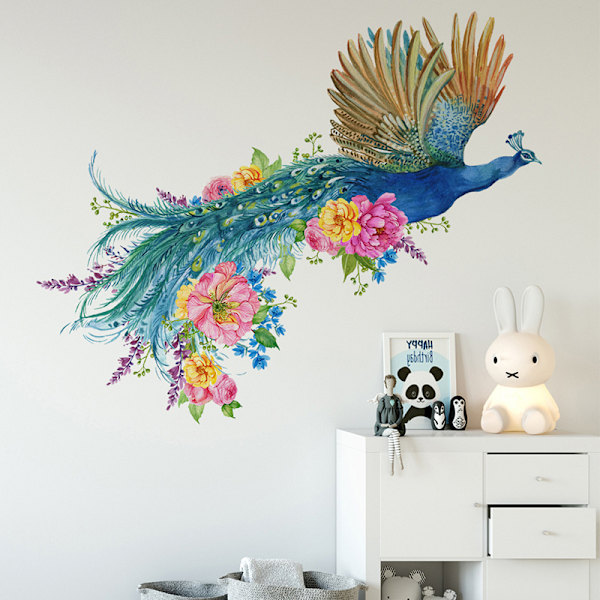Påfågelmönster väggdekal Style Peacock Bakgrundsvägg Dec