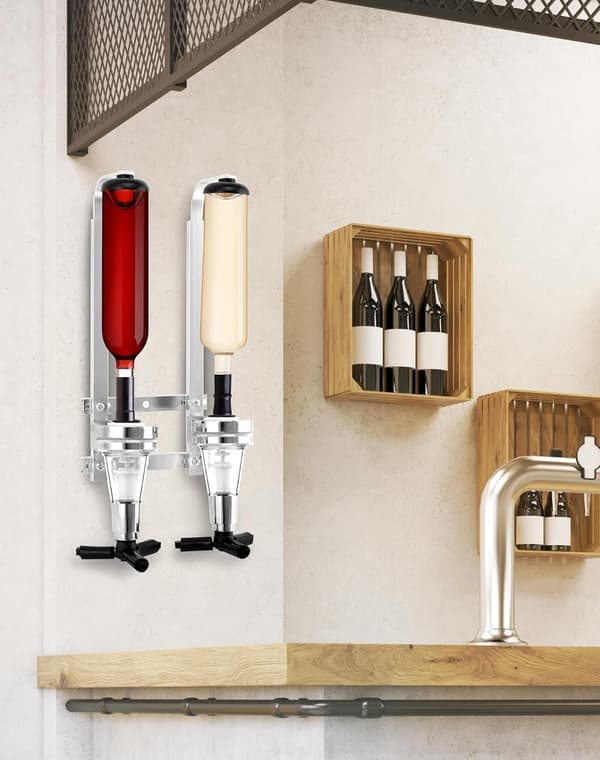 Väggmonterad alkoholdispenser - Aluminiumlegering - 2 munstycken - Lätt att installera