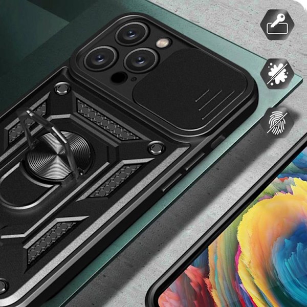 iPhone 14 Pro Skal Kameraskydd Kickstand - Svart