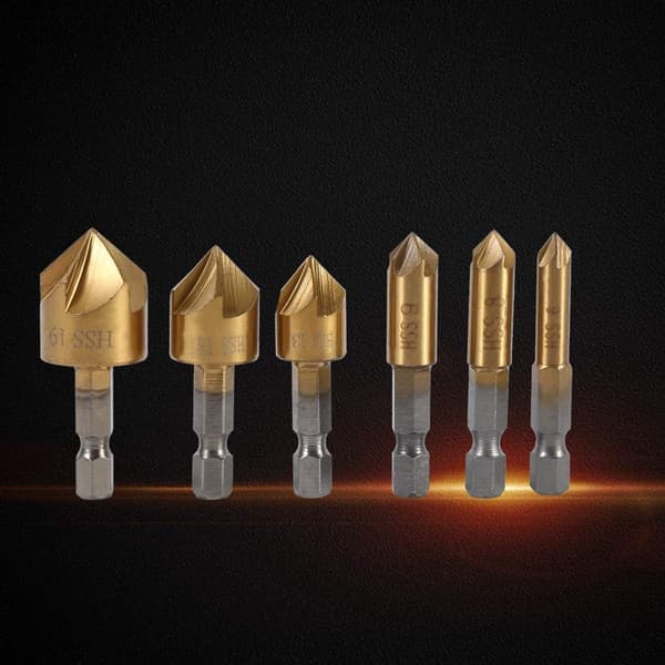 Countersink Drill Bit, 6mm~19mm HSS Countersink Drill Bit with 1/4 Inch Hex Shank, 90-Degree Woodworking Chamfer Drill.