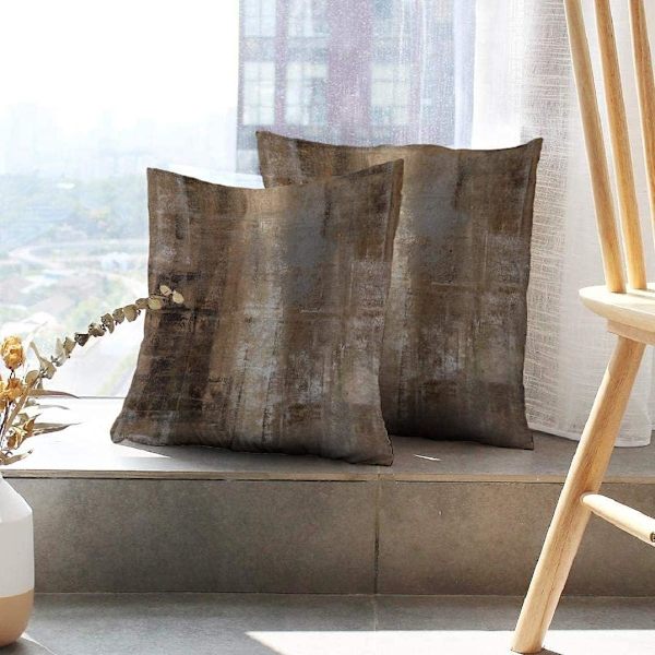 Blå och grå abstrakt konstverk kuddfodral, galleri moderna dekorativa prydnadskuddar kuddfodral för sovrum soffa vardagsrum 18 x 18 tum set