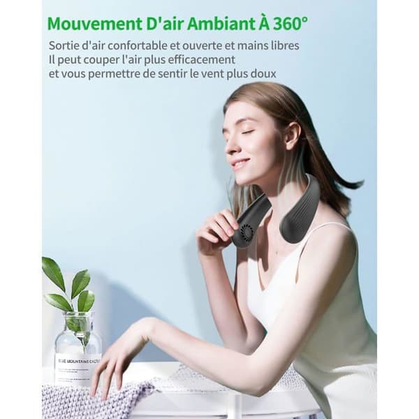 Portable Fan - XVX - Neck Strap - 3 Speeds - USB - Lightweight 220g