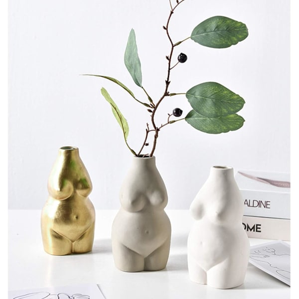 Kvinnlig kropp Vas Art Design Keramisk Blomkruka Kvinna Torso Staty Liten Vas Rökelsehållare för Hemmakontorsdekoration Boho Dekor