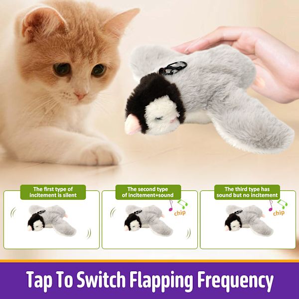Katt leksaker, fladdrande vingar sparv kattmynta leksaker, levande kvittrande, simulering fågel interaktiv katt leksak för kattunge kattunge träning